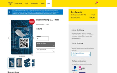 Projekt Die erste Briefmarke in der Blockchain Crypto stamp 3.0