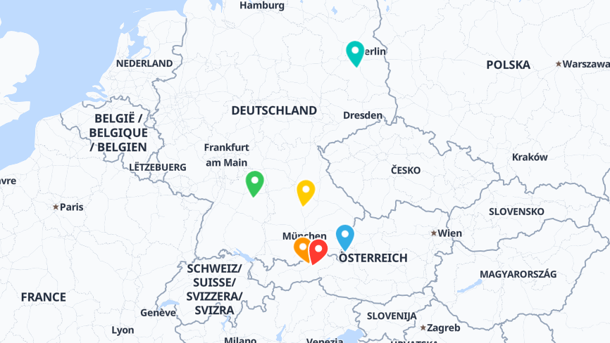 Map of the locations of Binderholz Group