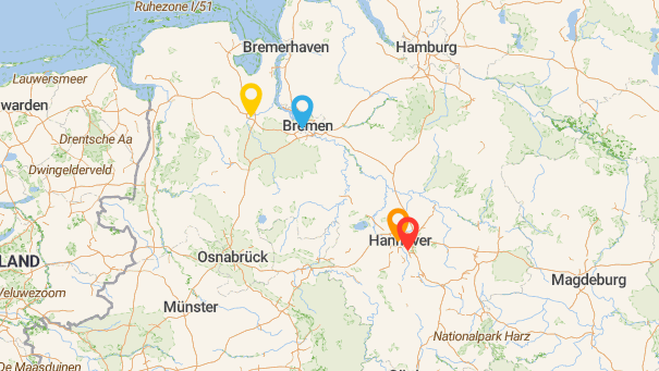 Map of company locations