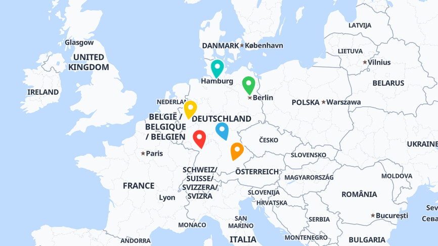 Map of the locations of inovex