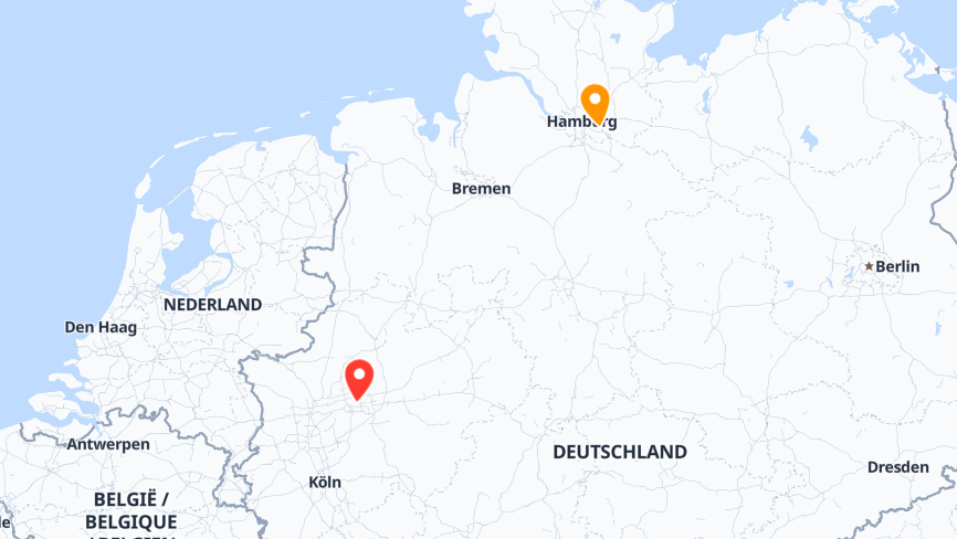 Map of the job locations
