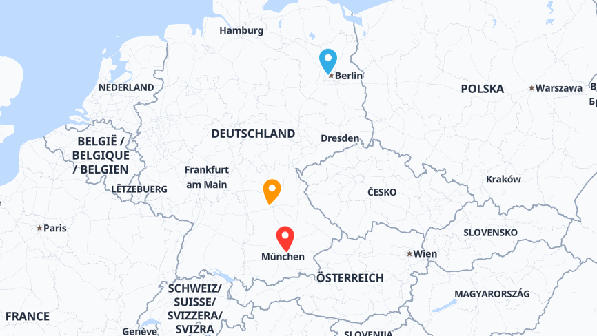 Map of the job locations