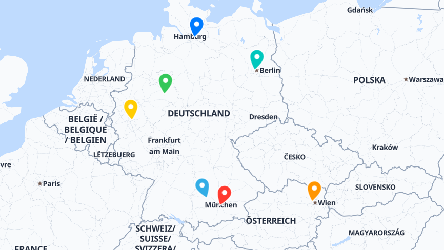 Map of the job locations