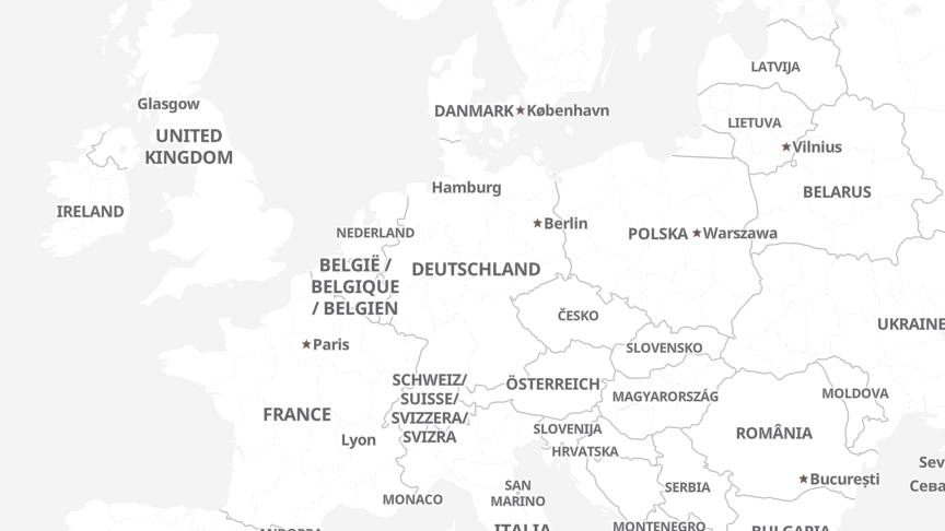 Map of the job locations