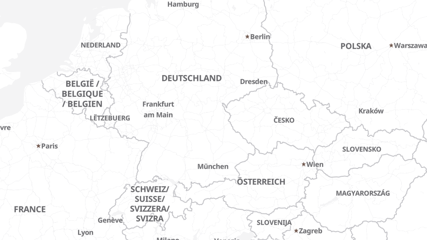 Map of the locations of Regnology