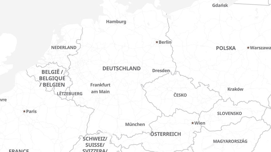 Map of the locations of Prof. Thome Gruppe