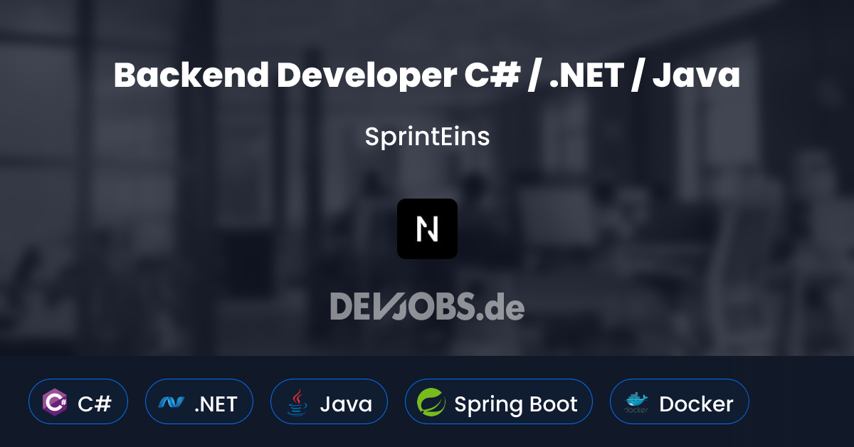 Backend Developer C# / .NET / Java at SprintEins | DEVjobs.de